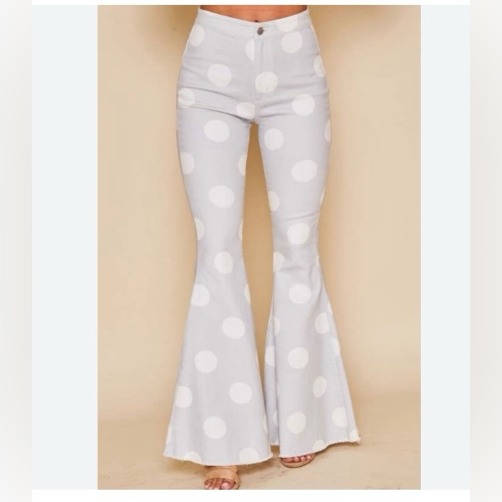 NWOT Peach Love Polka Dot Flare Jeans